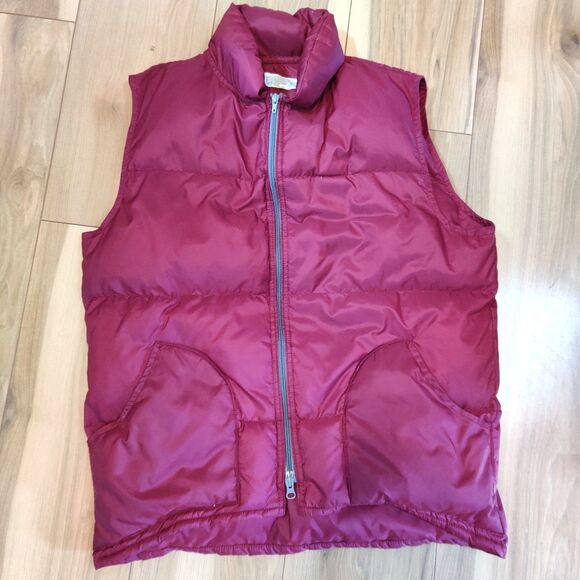 80s BTTF McFly Class 5 Mountaineering USA Made Goose Down Vest  Size L Burgundy - Picture 1 of 10